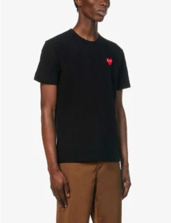 Comme Des Garçons Play Heart Logo-embroidered Cotton-jersey T-shirt 11 Comme Des Garçons Play Heart Logo-embroidered Cotton-jersey T-shirt -Metro Style Shop 343 2000022 P1T1081 BLACK ALT02