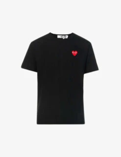 Comme Des Garçons Play Heart Logo-embroidered Cotton-jersey T-shirt 9 Comme Des Garçons Play Heart Logo-embroidered Cotton-jersey T-shirt -Metro Style Shop 343 2000022 P1T1081 BLACK M
