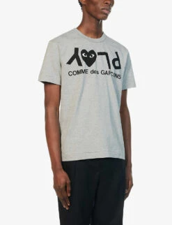 Comme Des Garçons Play Heart-embroidered Cotton-jersey T-shirt -Metro Style Shop 343 2000022 P1T226 GREY ALT02