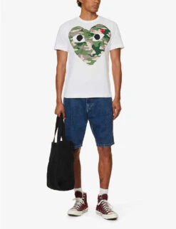 Comme Des Garçons Play Big Heart Camouflage Cotton-jersey T-shirt 11 Comme Des Garçons Play Big Heart Camouflage Cotton-jersey T-shirt -Metro Style Shop 343 2000022 P1T242 WHITE ALT01