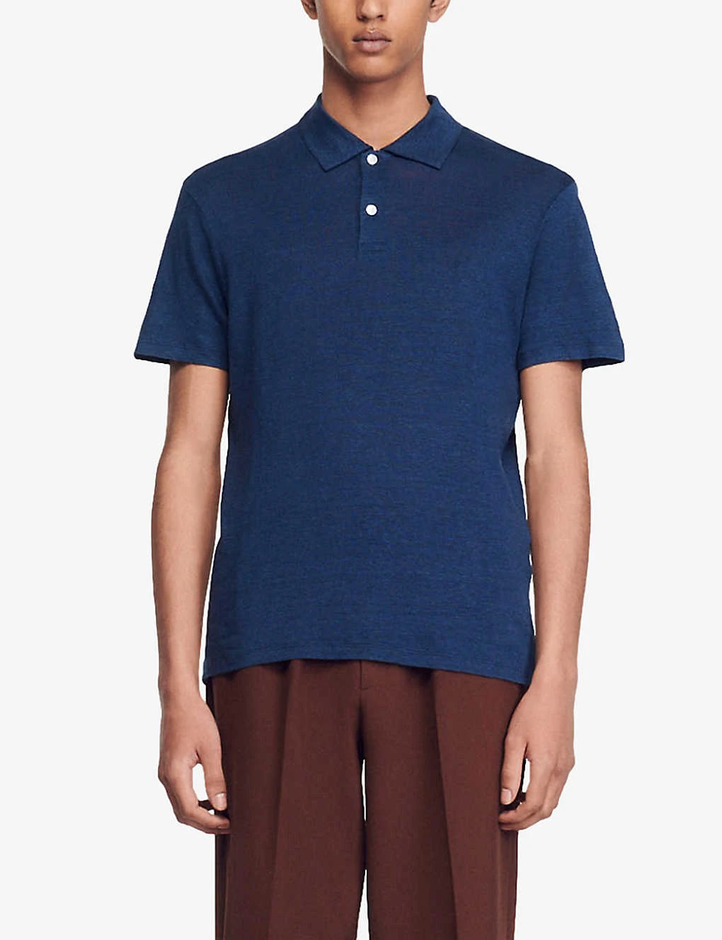 Sandro Beach Marled Regular-fit Linen Polo Shirt 5 Sandro Beach Marled Regular-fit Linen Polo Shirt - Image 3