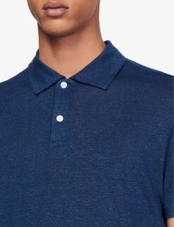 Sandro Beach Marled Regular-fit Linen Polo Shirt 11 Sandro Beach Marled Regular-fit Linen Polo Shirt -Metro Style Shop R00059545 BLEUS ALT04