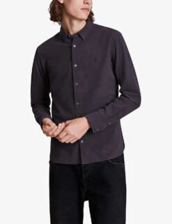 AllSaints Lovell Slim-fit Cotton Shirt 8 AllSaints Lovell Slim-fit Cotton Shirt -Metro Style Shop R03681496 WASHEDBLACK ALT02