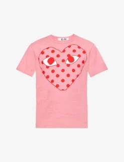 Comme Des Garçons Play Heart And Polka-dot Print Cotton-jersey T-shirt