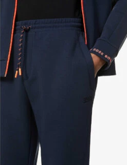 Boss Logo-embroidered Slim-fit Straight-leg Stretch-jersey Jogging Bottoms -Metro Style Shop R03740578 NAVY ALT04