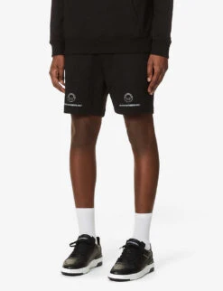 Hugo Smiley-patch Cotton-jersey Shorts -Metro Style Shop R03750984 BLACK ALT02
