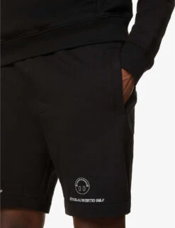 Hugo Smiley-patch Cotton-jersey Shorts -Metro Style Shop R03750984 BLACK ALT04