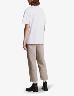 AllSaints Isac Oversized Crewneck Cotton T-shirt -Metro Style Shop R03768214 OPTICWHITE ALT02