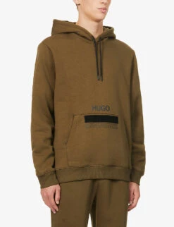 Hugo Logo-print Organic-cotton And Recycled Polyester-blend Sweatshirt 9 Hugo Logo-print Organic-cotton And Recycled Polyester-blend Sweatshirt -Metro Style Shop R03788617 DARKGREEN ALT02