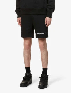 Staple Brand-print Organic Cotton-blend Shorts 9 Staple Brand-print Organic Cotton-blend Shorts -Metro Style Shop R03792308 BLACK ALT02