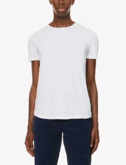 ORLEBAR BROWN Sammy Marled Crewneck Cotton-jersey T-shirt -Metro Style Shop R03823996 WHITE ALT02