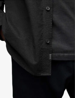 AllSaints Hermosa Logo-embroidered Relaxed-fit Cotton Shirt -Metro Style Shop R03852451 BLACK ALT04