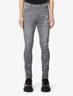 Ripped Slim-fit Skinny Stretch-denim Jeans -Metro Style Shop R03857863 GREY ALT02