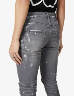 Ripped Slim-fit Skinny Stretch-denim Jeans -Metro Style Shop R03857863 GREY ALT05