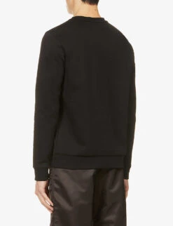 Boss Brand-print Relaxed-fit Stretch Cotton-blend Sweatshirt -Metro Style Shop R03868571 BLACK ALT03