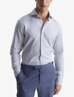 Reiss Belief Cotton-twill Flannel Shirt 9 Reiss Belief Cotton-twill Flannel Shirt -Metro Style Shop R03919954 GREYMELANGE ALT02