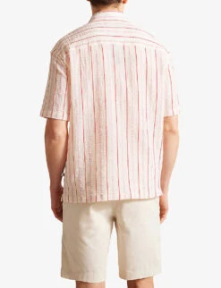 Ted Baker Hillma Striped Regular-fit Cotton-blend Shirt 9 Ted Baker Hillma Striped Regular-fit Cotton-blend Shirt -Metro Style Shop R03939827 PINK ALT03