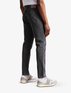 Ted Baker Sutton Brand-patch Slim-fit Cotton-blend Denim Jeans -Metro Style Shop R03939848 GREY ALT03
