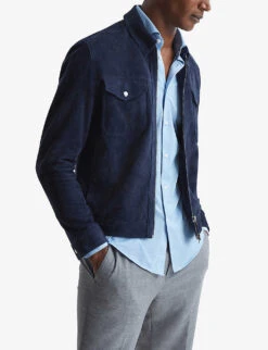 Reiss Nate Curved-hem Slim-fit Cotton-blend Shirt -Metro Style Shop R03955439 SOFTBLUE ALT02