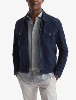 Reiss Nate Slim-fit Long-sleeved Cotton-blend Shirt -Metro Style Shop R03955440 GREYMELANGE ALT02