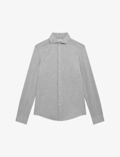 Reiss Nate Slim-fit Long-sleeved Cotton-blend Shirt