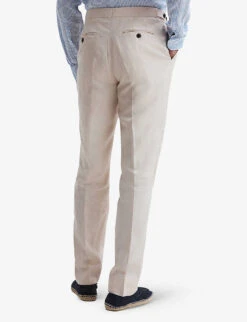 Reiss Kin Straight-leg Mid-rise Linen Trousers -Metro Style Shop R03962211 STONE ALT03