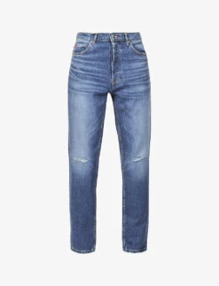 Hugo Regular-fit Tapered Cotton And Recycled Cotton-blend Jeans