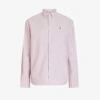 AllSaints Childers Ramskull-embroidered Regular-fit Stretch-organic Cotton Shirt -Metro Style Shop R03966461 ASHPINK M
