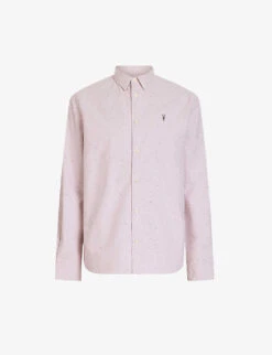 AllSaints Childers Ramskull-embroidered Regular-fit Stretch-organic Cotton Shirt