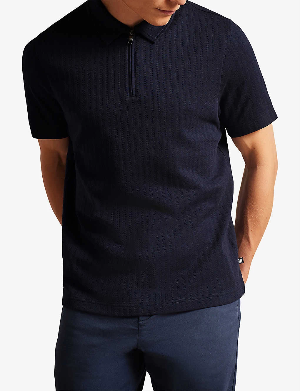 Ted Baker Speysid Striped Zip-neck Cotton Polo Shirt 5 Ted Baker Speysid Striped Zip-neck Cotton Polo Shirt - Image 3