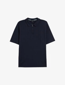 Ted Baker Speysid Striped Zip-neck Cotton Polo Shirt