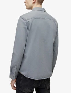 AllSaints Ramskull-embroidered Regular-fit Cotton Shirt -Metro Style Shop R04002355 COMOBLUE ALT03