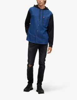 Hugo Leisure Chest-pocket Denim And Jersey Shirt -Metro Style Shop R04012172 LIGHTPASTELBLUE ALT01