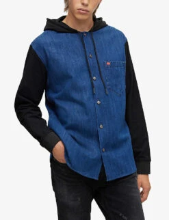 Hugo Leisure Chest-pocket Denim And Jersey Shirt -Metro Style Shop R04012172 LIGHTPASTELBLUE ALT02