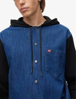 Hugo Leisure Chest-pocket Denim And Jersey Shirt -Metro Style Shop R04012172 LIGHTPASTELBLUE ALT04