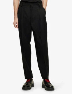 Hugo Slim-fit Straight-leg Stretch Wool-blend Trousers -Metro Style Shop R04053426 BLACK ALT02