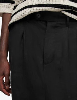 AllSaints Pace Cropped Slim-fit Woven Trousers -Metro Style Shop R04058988 BLACK ALT04