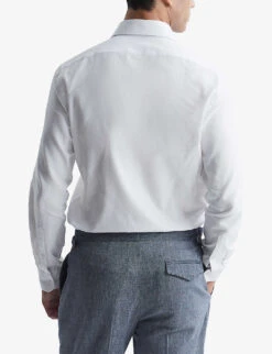 Reiss Belief Slim-fit Cotton Flannel Shirt -Metro Style Shop R04068113 WHITE ALT03