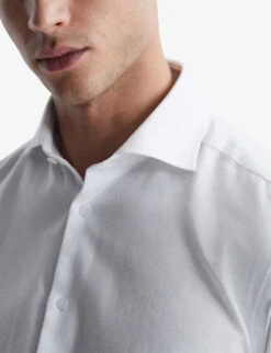 Reiss Belief Slim-fit Cotton Flannel Shirt -Metro Style Shop R04068113 WHITE ALT04