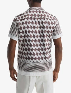 Reiss Devaroe Abstract-print Slim-fit Woven Shirt -Metro Style Shop R04068117 RUSTECRU ALT03