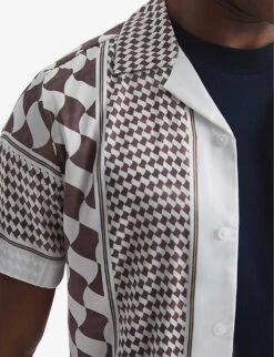 Reiss Devaroe Abstract-print Slim-fit Woven Shirt -Metro Style Shop R04068117 RUSTECRU ALT04