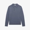 Reiss Trafford Long-sleeve Wool Polo Shirt -Metro Style Shop R04068164 NICKELBLUE M