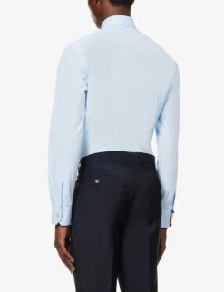 PAUL SMITH Tailored-fit Cotton-poplin Shirt -Metro Style Shop R04069910 LIGHTBLUE ALT03
