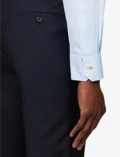 PAUL SMITH Tailored-fit Cotton-poplin Shirt -Metro Style Shop R04069910 LIGHTBLUE ALT04