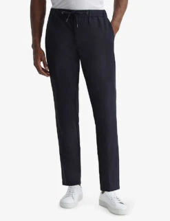 Reiss Flip Slim-fit Drawstring-waist Stretch-woven Trousers -Metro Style Shop R04075231 NAVY ALT02