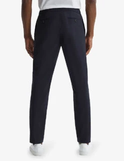 Reiss Flip Slim-fit Drawstring-waist Stretch-woven Trousers -Metro Style Shop R04075231 NAVY ALT03