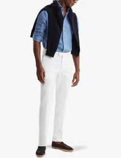 Reiss Ruban Cutaway-collar Slim-fit Linen Shirt -Metro Style Shop R04075253 AIRFORCEBLUE ALT01