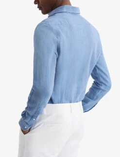 Reiss Ruban Cutaway-collar Slim-fit Linen Shirt -Metro Style Shop R04075253 AIRFORCEBLUE ALT03
