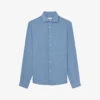 Reiss Ruban Cutaway-collar Slim-fit Linen Shirt 1 Reiss Ruban Cutaway-collar Slim-fit Linen Shirt -Metro Style Shop R04075253 AIRFORCEBLUE M