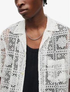 AllSaints Llonga Crochet-pattern Relaxed-fit Woven Shirt -Metro Style Shop R04080279 CALAWHITE ALT04